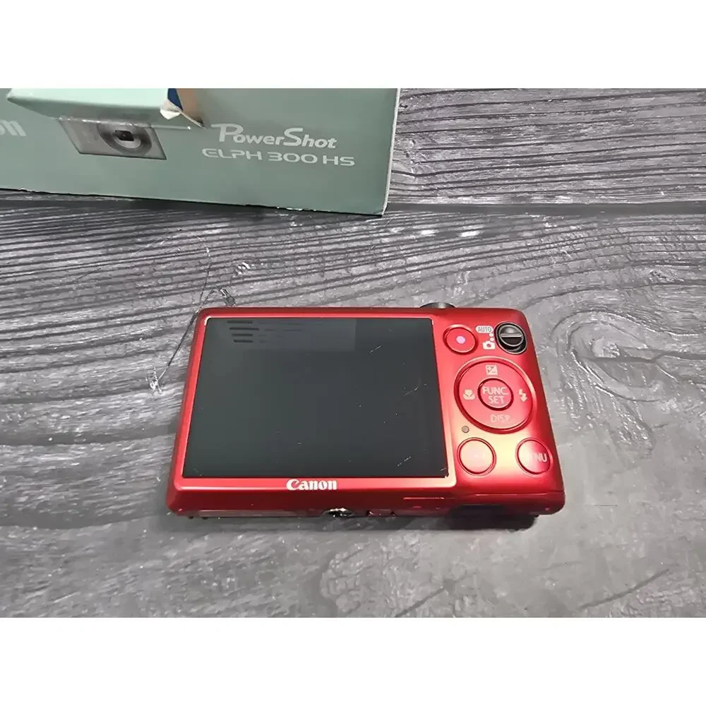 Canon PowerShot ELPH 300 HS 12.1MP Digital Camera Red Bundle CIB - Original Box